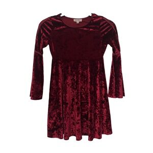 Jessica Simpson Velvet Dress Girls Red Size M‎ Flared Sleeve Chritsmas